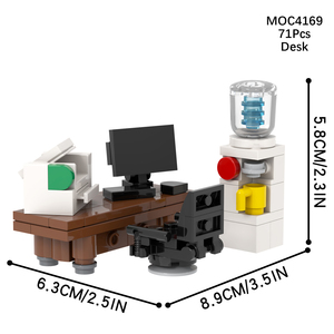 MOC4165-4170โต๊ะคอมพิวเตอร์เกมแบบ all-in-one เก้าอี้ DIY บล็อกก่อสร้างขนาดเล็กชุดของเล่นเพื่อการศึกษาสำหรับเด็ก - Product Image 5