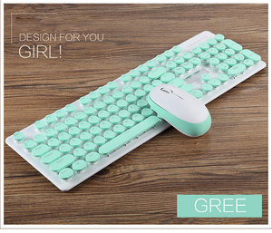 Teclado Y ratón Para PC Y portátil, Mouse inalámbrico, óptico, Punk, 2,4g, rosa, redondo - Product Image 5