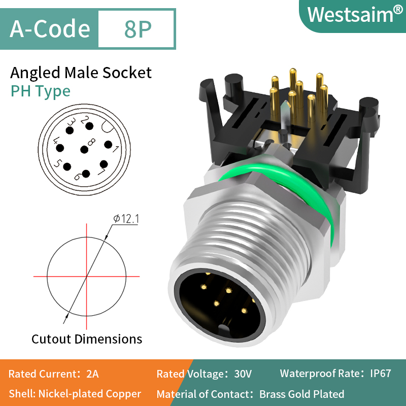 M12-A-8 mâle PH