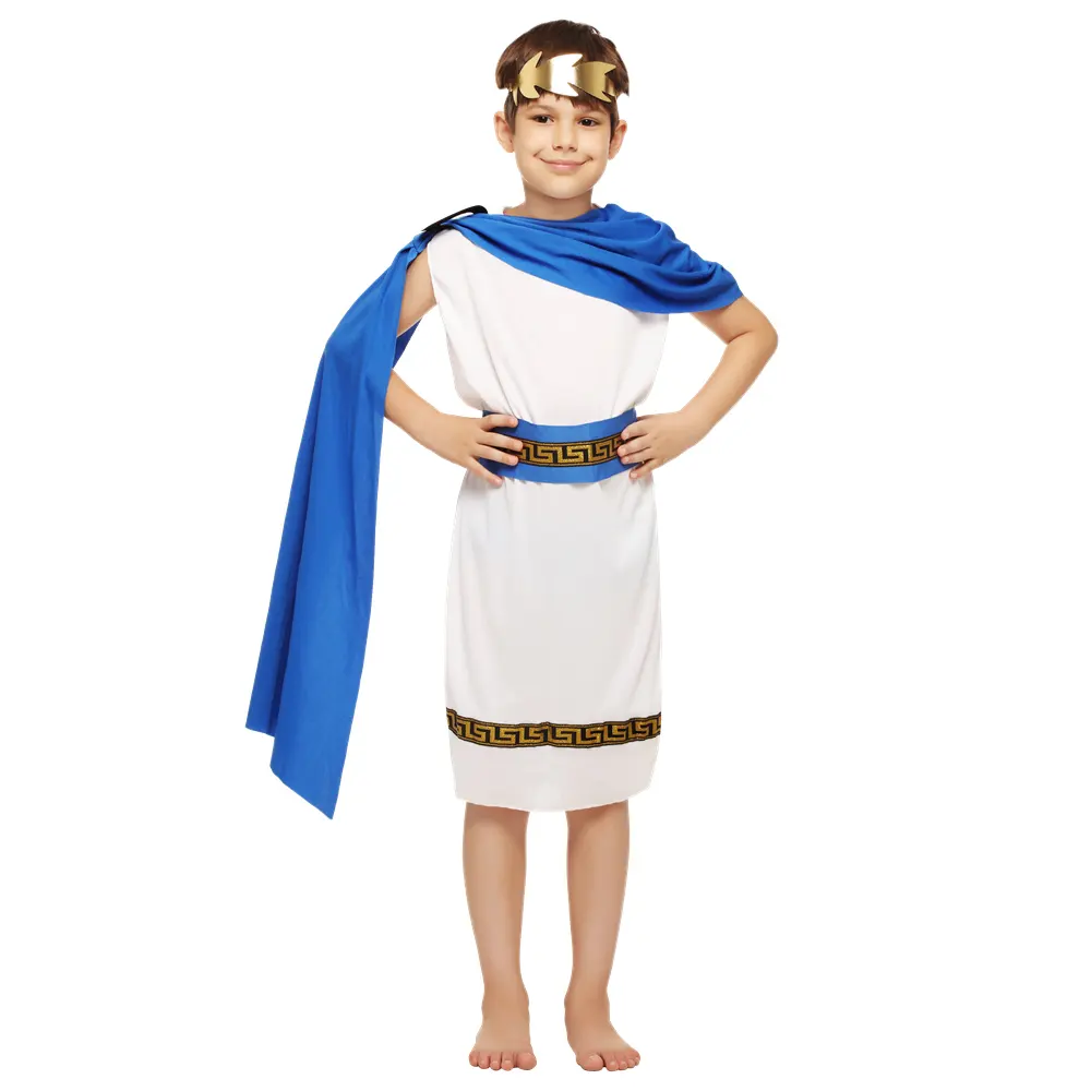 حفلة هالوين الاطفال البطل الساموراي المصري عرض زي الأمير الصغير الأبيض تأثيري حلي