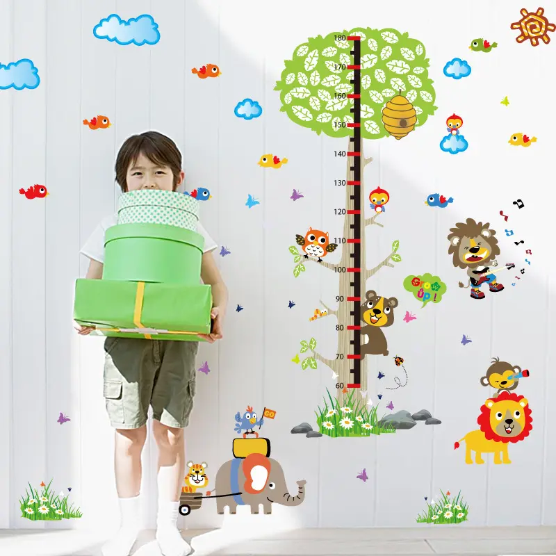 Los niños de decoración de dormitorio altura pasta de habitación de los niños vinilo extraíble impermeable etiqueta de la pared