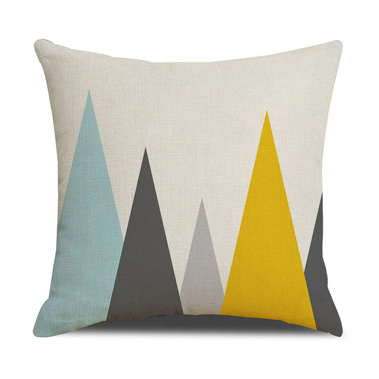 Hot Selling Home Yellow Color Classic Geometric Pattern Cushion Cover Custom Digital Printed Chevron Sofa Linen Cushion