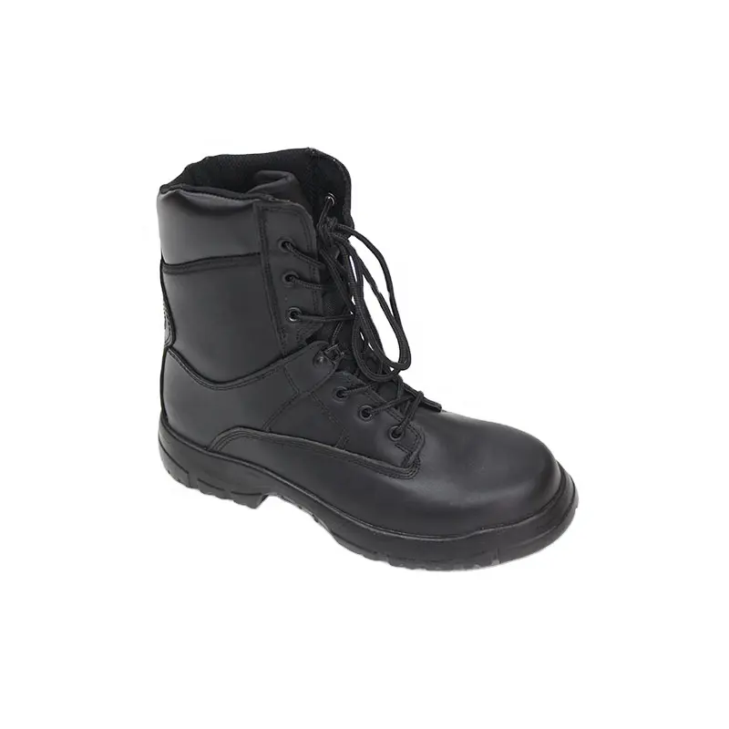 Full grain leather genuine leather black military police army and tactical boots