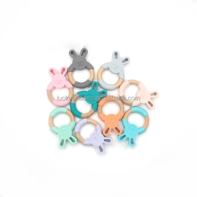New Design Sensory Baby Teething Toys wristband Ring Kids Food Grade baby teethers wooden bunny teether
