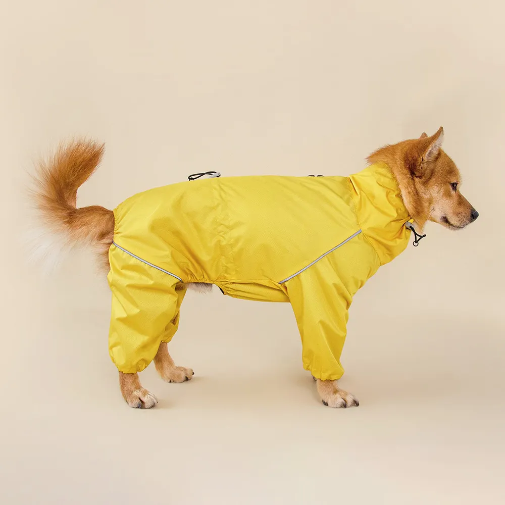 Qiqu Pet Supplies Custom New Designer Shiba Inu Impermeável Reflexivo corpo inteiro chuva terno Dog raincoat para todas as raças