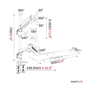 CHARMOUNT Monitor Arm Gas Spring Single Wall Mount with <strong>Keyboard</strong> Tray <strong>Computer</strong> Hardware &amp; Software - Product Image 5