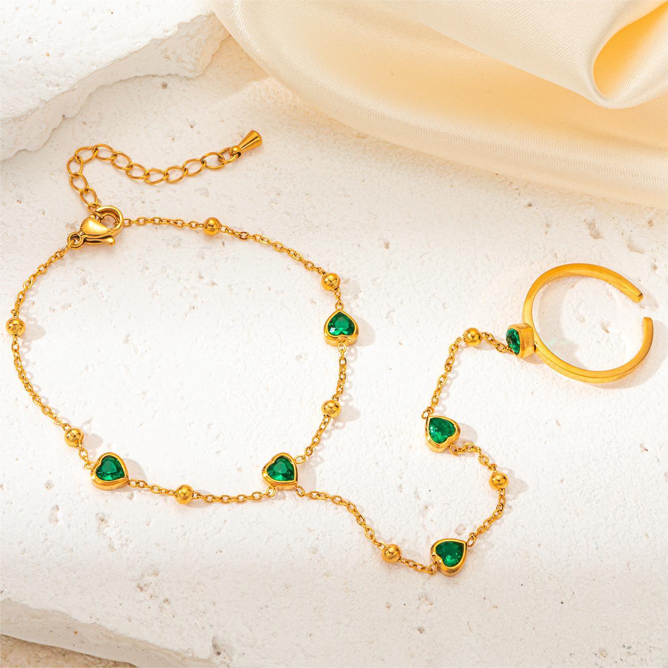 Bracelet doigt d'amour vert acier titane