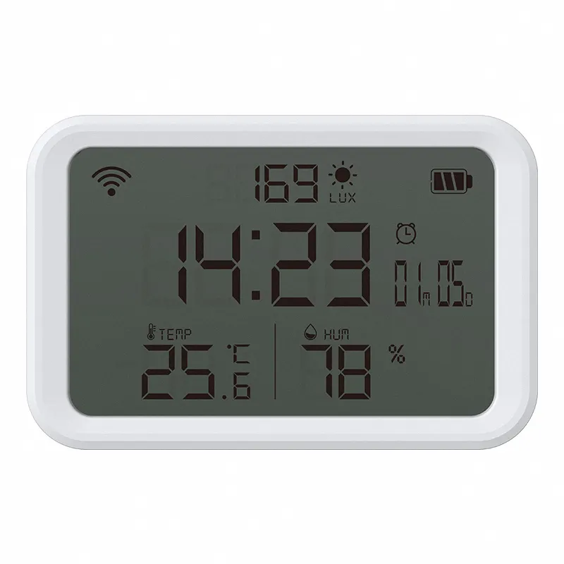 Tuya WiFi Temperatur Luft feuchtigkeit Beleuchtungs sensor Mit LCD-Display Thermometer Hygrometer Mit APP-Warnungen Kompatibel mit Alexa