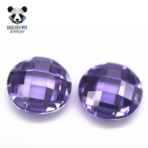 Wuzhou Cubic <strong>Zirconia</strong> <strong>3</strong>-12mm Round Double Checker Board Cut Lavender Cubic <strong>Zirconia</strong> Loose Gems Synthetic Round Grid Cut CZ Stone - Product Image 3