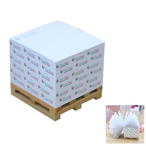 Mini bloque de palé de madera personalizado con soporte para almohadillas de notas adhesivas, bloques de recarga de cubo de Bloc de notas 3D de papel