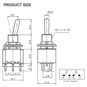 2A 250V Mini geçiş anahtarı ON-ON 6 PIN 2 pozisyon yüksek kalite geçiş anahtarı - Product Image 2