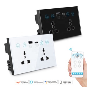 Tuya Smart ZigBee Power Statistical <strong>Socket</strong> 20A <strong>With</strong> <strong>USB</strong> Type c Glass Panel <strong>Multi</strong> <strong>Functional</strong> Double <strong>Socket</strong> 110V-240V