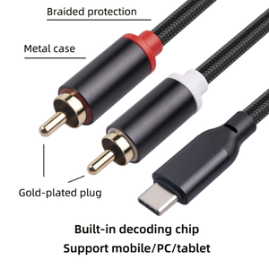Chip de decodificación incorporado USB tipo C a 2 RCA Cable de audio para teléfono móvil Computadora Conexión de altavoces amplificadores - Product Image 4