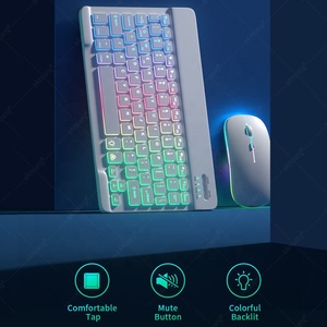 Teclado retroiluminado arcoíris para tableta Android, iOS, Windows, ratón, conjunto inalámbrico árabe, ruso, coreano, para iPad, nuevo