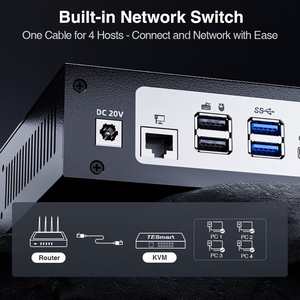 TESmart USB 3.0 HDMI + DP + USB C KVM交换机3监视器4台计算机4K 60Hz MST EDID 4端口三重监视器类型C KVM切换器 - Product Image 6