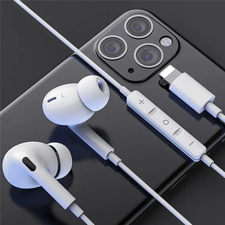 Iphone kulaklık kulaklıklar için Mic ile kulak Handsfree ses kontrolü kablolu kulaklık 1.2M