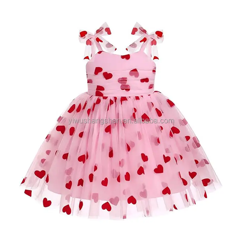 Personalizado de San Valentín niños niñas Boutique vestido corazón tul con cordones vestido de giro para niños bebé