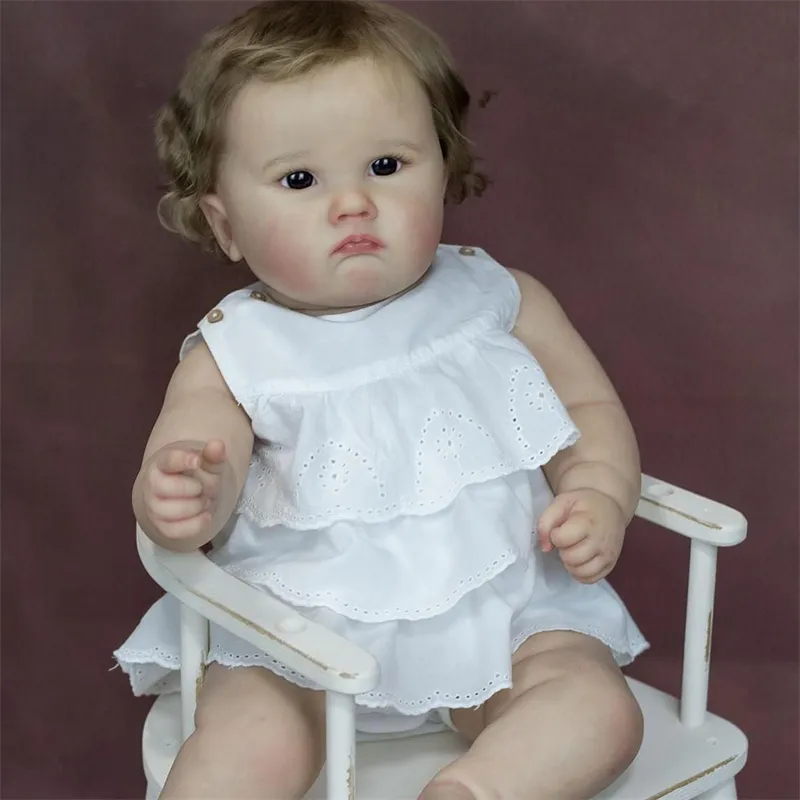 NPK 60cm 신생아 현실적인 실물 같은 Bebe 인형 Reborn 아기 소녀 선물 실리콘 비닐 Reborn 아기 인형