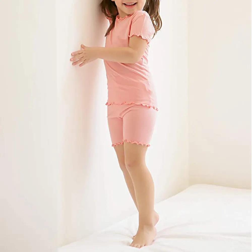 Summer baby viscose toddler kids girls boys short soft shirring cool pjs sleepwear 2pcs set pajamas wholesale