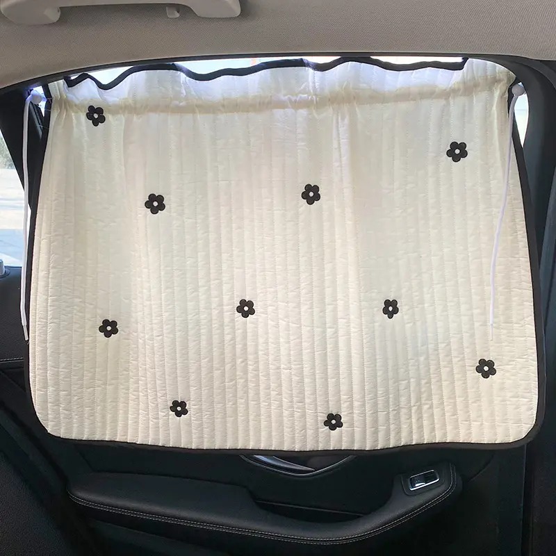 유니버설 자수 슬라이딩 접이식 태양 그늘 사이드 창 커튼 흡입 컵이있는 자동차 용