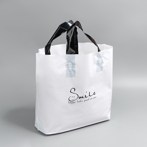 Custom Poly Bag <strong>Soft</strong> <strong>Loop</strong> <strong>Handles</strong> LDPE/HDPE Tote Shopping Plastic Bag with Own logo for Clothing Packaging - Product Image 4