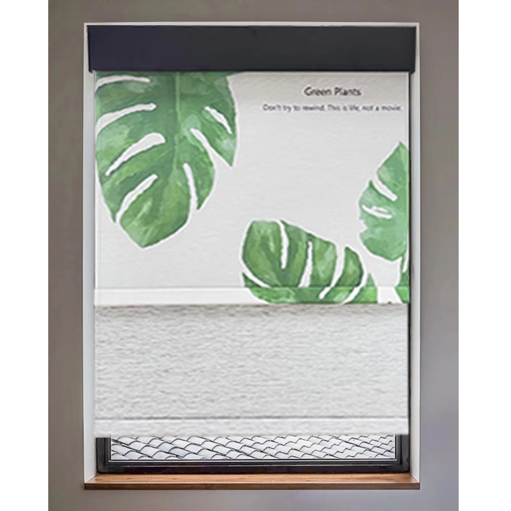 White and green leaves painting