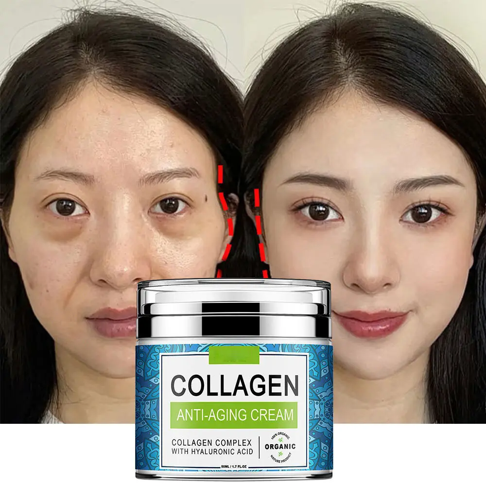 Creme facial de colágeno e elastina para rosto anti-envelhecimento anti-envelhecimento para pele orgânica vegana de marca própria