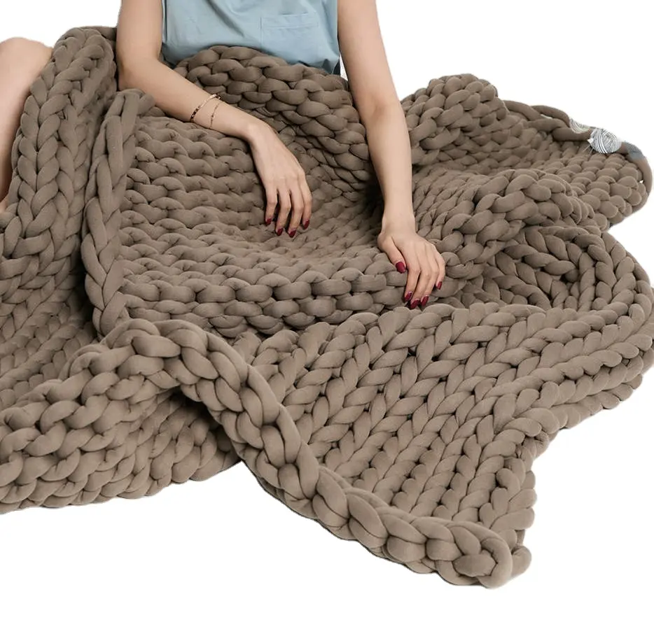 Autres couvertures pondérées en polyester, gros tricot personnalisé, coton 100% polyester, portable