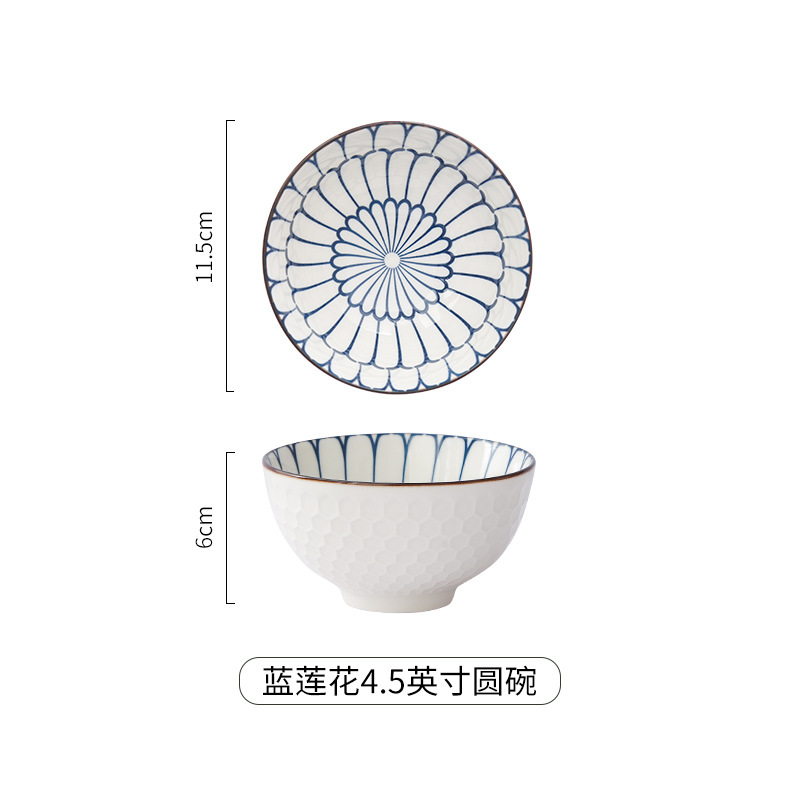 Bol de riz lotus bleu 45