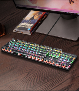 Los mejores Teclados mecánicos para trabajar y jugar Teclado iluminado de ordenador para juegos Teclado de máquina de escribir retro con cable retroiluminado RGB - Product Image 4