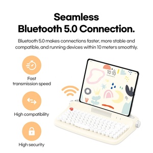 Teclados de computadora inalámbricos tipo C con cable USB Retro Para Windows, iOS, teclados de sistema operativo Android con soporte para computadora portátil