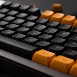 Tecla amarela dupla com 150 teclas, keycap do perfil msa, teclas pretas amarelas, iso, entrada 7u, barra espacial para teclado mecânico
