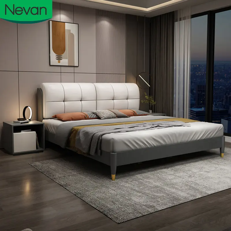 Cadre de lit en bois moderne structure de cadre de lit en bois king size avec rangement designs classiques photos de prix fabriquées en Chine