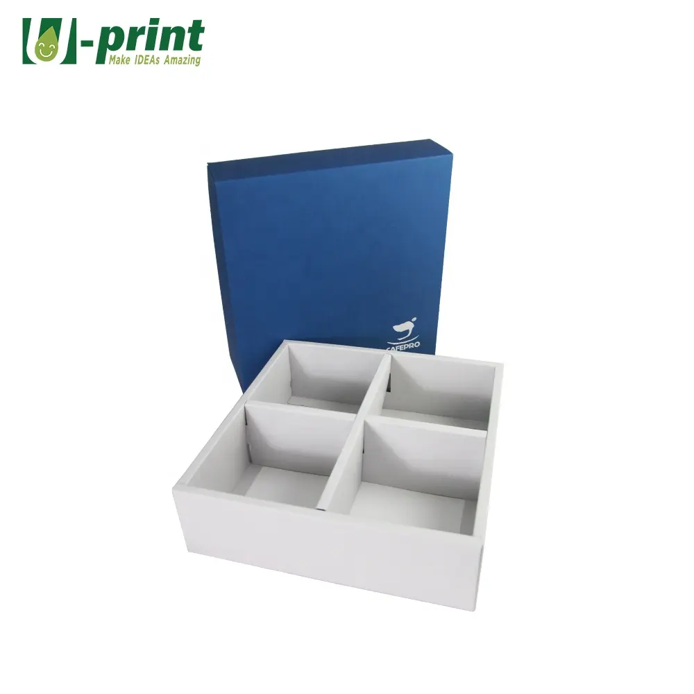 Grande biodegradabile imballaggio della scatola di cartone su misura scatola di carta stampata inserti divisori scatola di cartone nero con scomparti