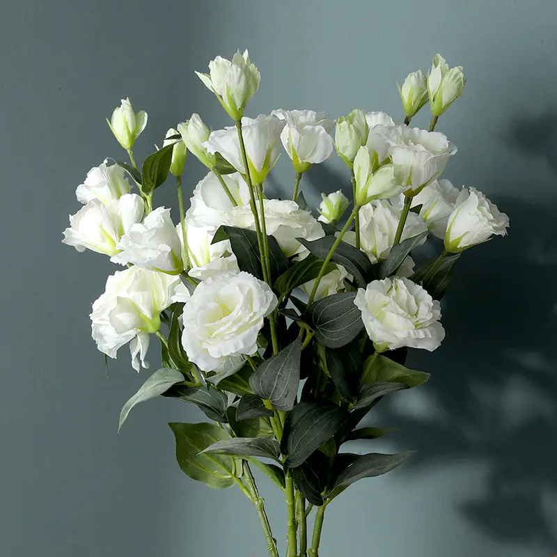 Fabricants personnalisés 4 têtes eustoma fleurs en soie de haute qualité fleurs séchées décorations pour la maison mariage fleurs artificielles