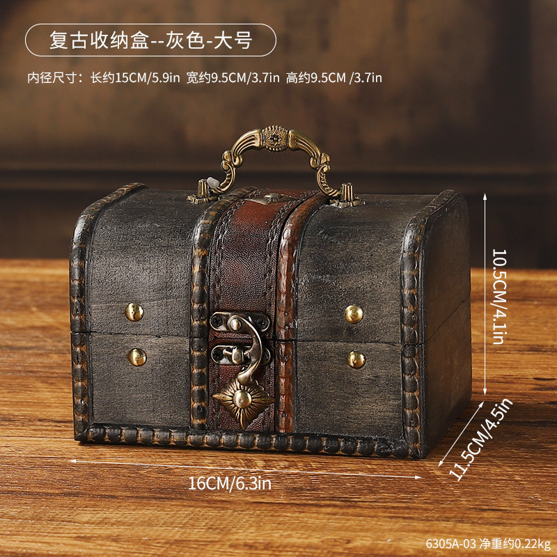6305a-03 vintage caja de almacenamiento-gris-grande