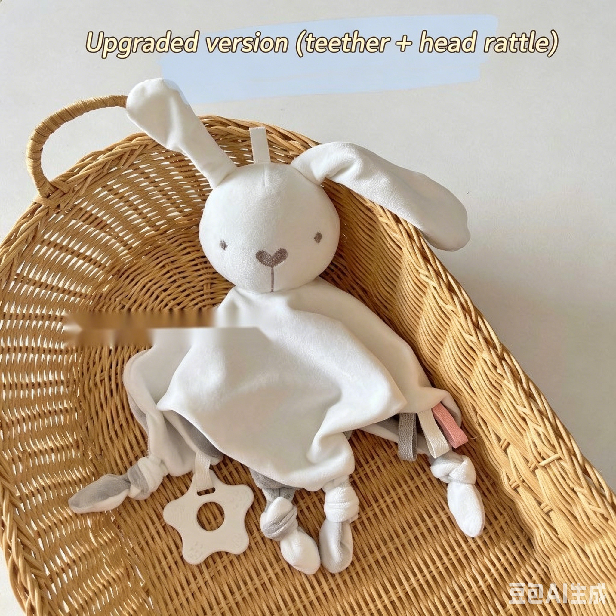Lapin blanc (avec clochette et anneau de dentition)