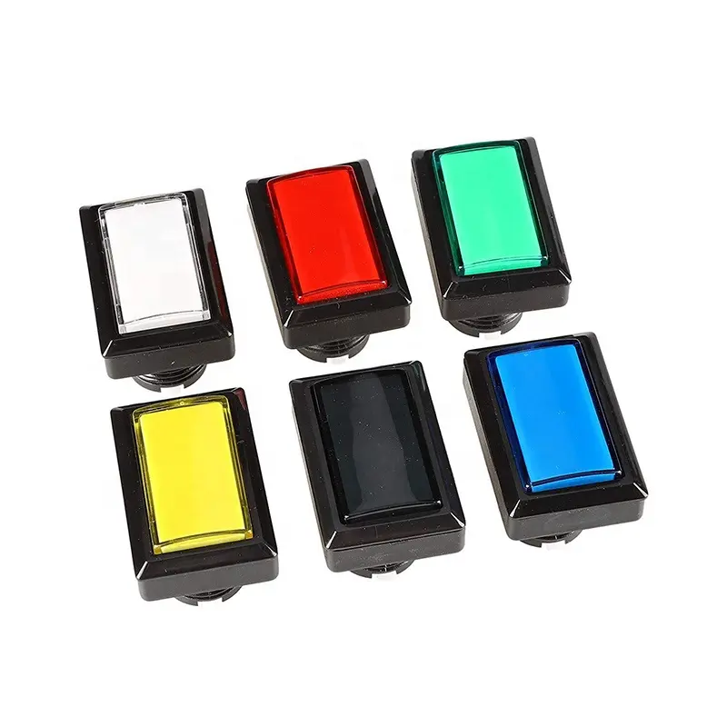 Botón pulsador para máquina de arcade, 33x51mm, led rectangular, 5 colores con microo