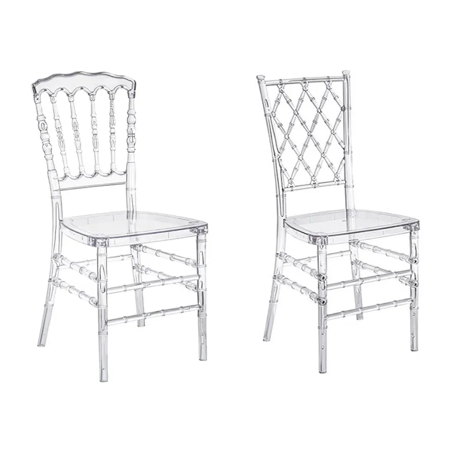Venta al por mayor barato moderno de plástico transparente sillas de cristal de calidad al aire libre restaurante acrílico evento silla