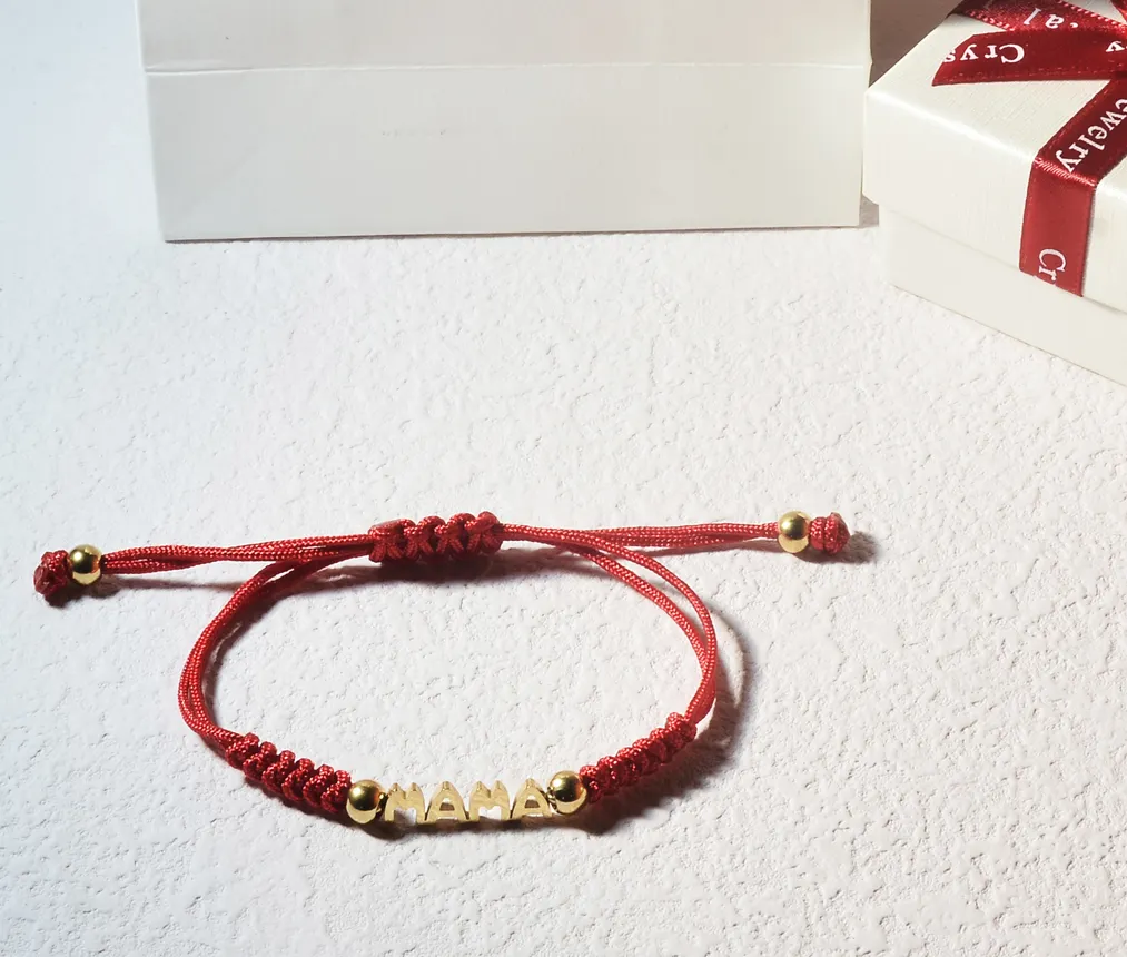 Regalo del Día de la mamá Moda MAMA Negro Rojo Marrón Pulsera ajustable