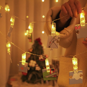 Garland Card Photo Clip <span class=keywords><strong>String</strong></span> Lights 1.5M 10LEDS Led Fada Luz Xmas Quarto DIY Clothespin Shapes Bateria Lâmpada de Natal