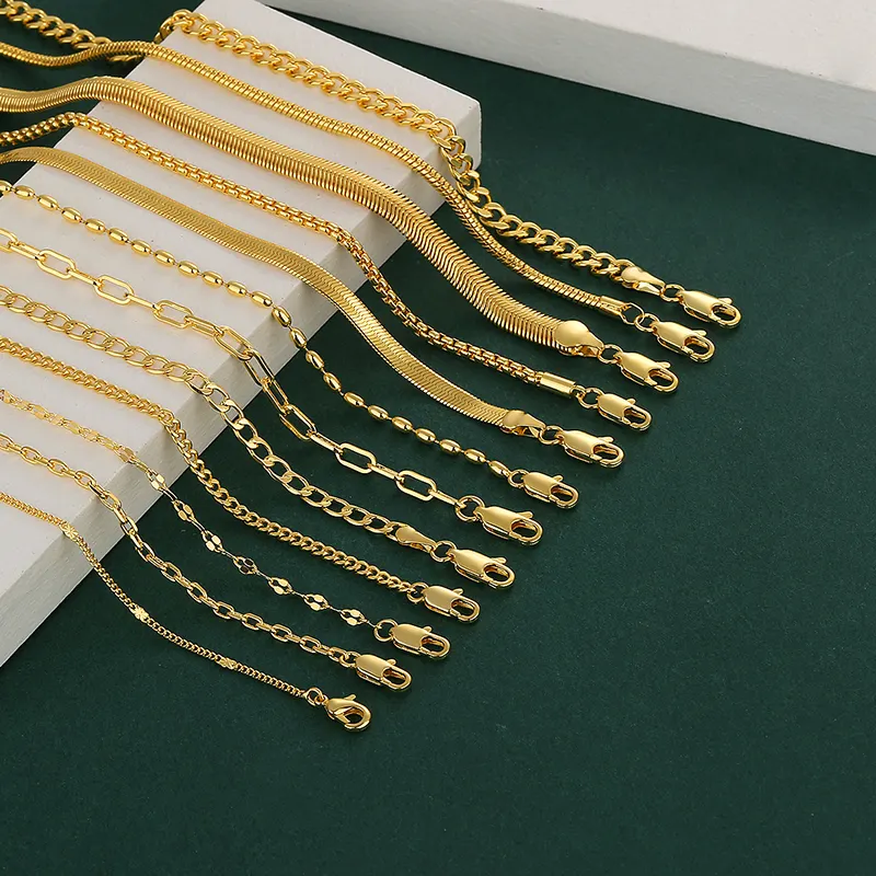 Cadenas de joyería de diseño personalizado, joyería de acero inoxidable, cadena de serpiente cubana chapada en oro, cadena de cuerda trenzada para hombres y mujeres