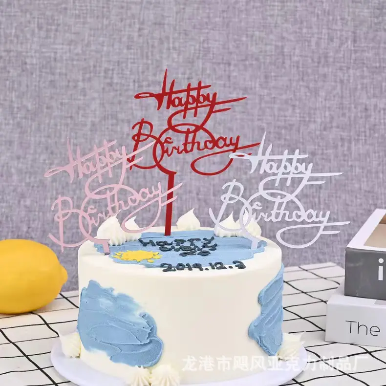 cake decorating tools Acrylic cake toppers happy birthday happy Anniversary Oh Baby congratulation Eid cake decorators