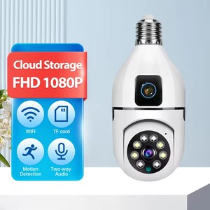 1080pデュアルレンズカメラスマートV380proPTカメラE27ホルダー屋内ランプデュアルレンズカメラを搭載ホームセキュリティ用