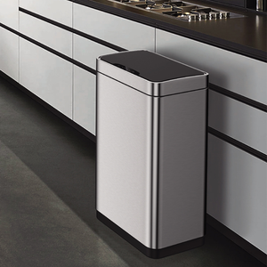 Cubo de basura Rectangular de 50L/13 galones con Sensor, cubo de basura de cocina abierto de acero inoxidable 410 - Product Image 1