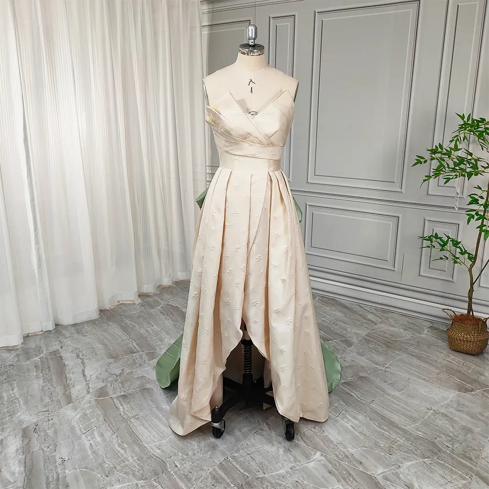Vestido de novia de satén francés blanco lechoso elegante de nuevo diseño para invitados de boda con vestido de noche simple trasero largo delantero corto 2024