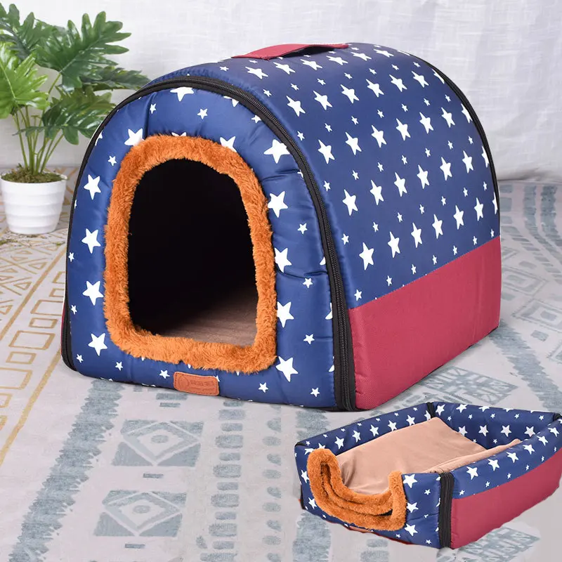 Çift kullanımlı köpek evi evde beslenen hayvan kanepe kedi köpek kulübesi yatak, sıcak kapalı katlanabilir kedi evde beslenen hayvan uyku köpek paspasları