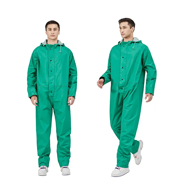 Imperméable d'exportation de haute qualité PVC Polyester PVC Combinaison de pluie pour hommes Imperméable robuste Sécurité