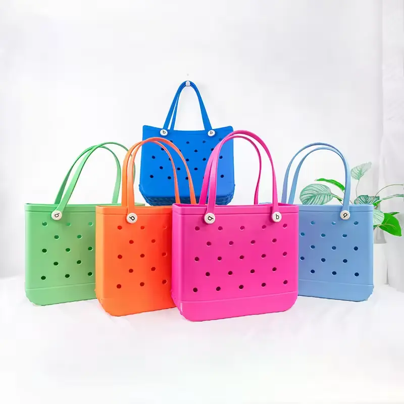 Hotsale Waterproof Woman EVA Rubber Tote Large Shopping Basket Bags Beach Silicone Bogg Bag Purse Eco Jelly Candy Lady Handbags