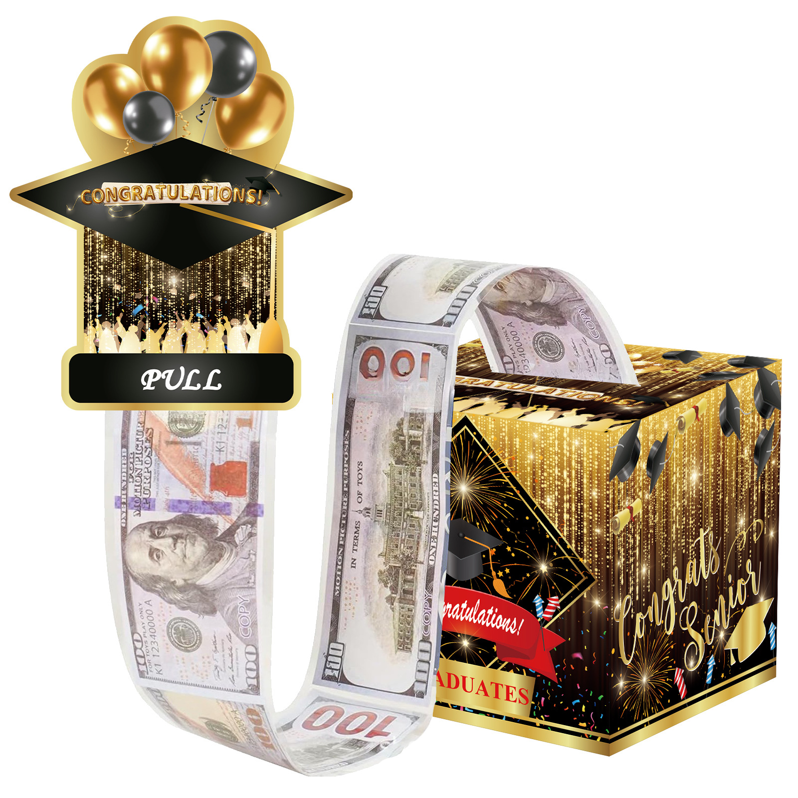 Feu d'artifice doré avec ballon